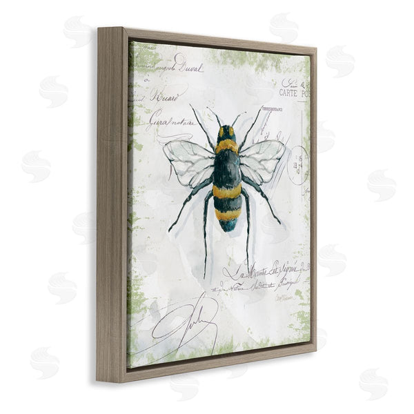 Stupell Industries Carol Robinson | Quaint Honey Bee Insect Over Vintage Postal Card Wall Art