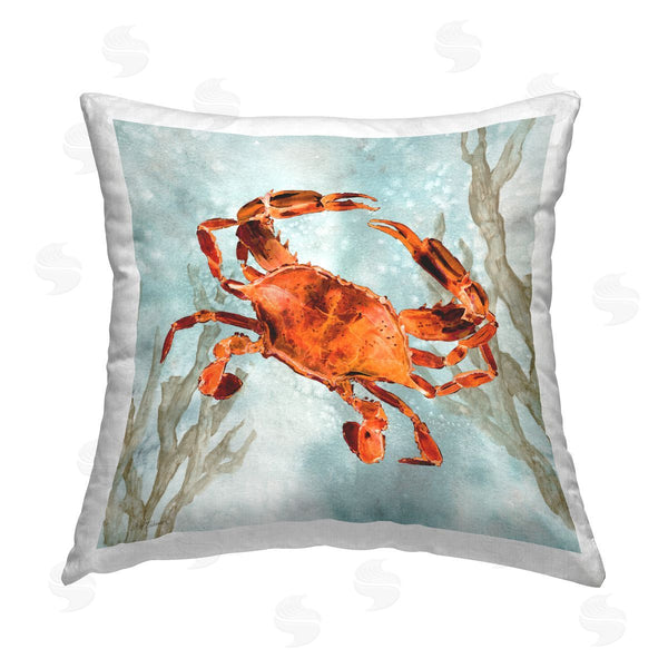 stupell industries Carol Robinson | Red Crab Underwater Printed Throw Pillow