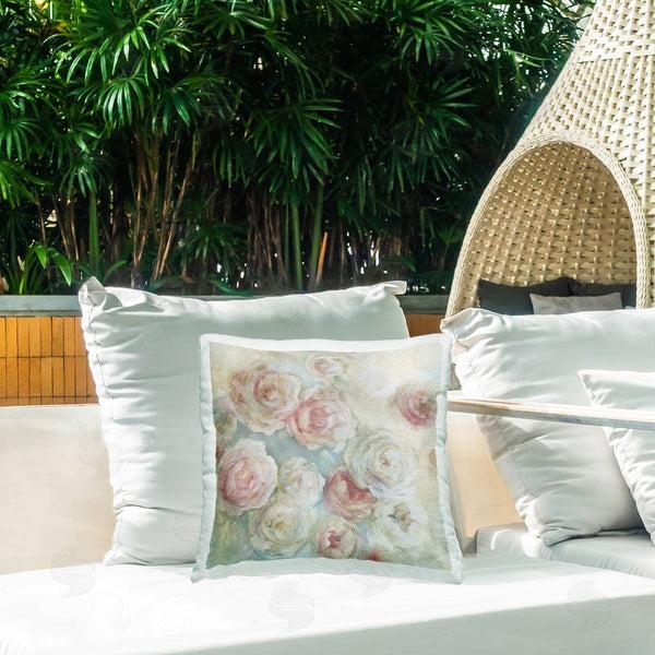 Stupell Industries Carol Robinson | Rose Mist Florals Printed Throw Pillow