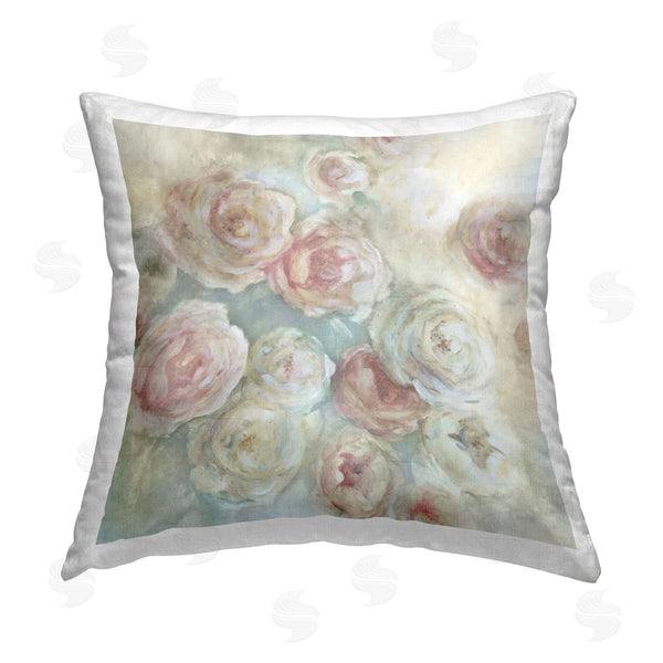 stupell industries Carol Robinson | Rose Mist Florals Printed Throw Pillow