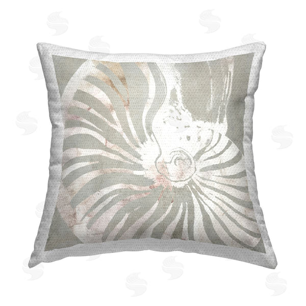Stupell Industries Carol Robinson | Round Spiral Seashell Printed Throw Pillow