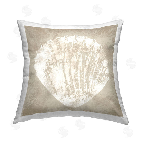 stupell industries Carol Robinson | Sandy Clam Shell Impression Printed Throw Pillow