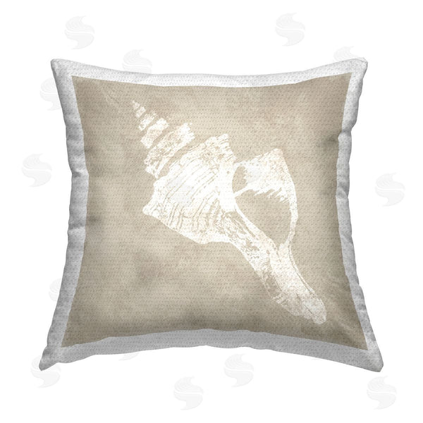 Stupell Industries Carol Robinson | Sandy Conch Shell Impression Printed Throw Pillow