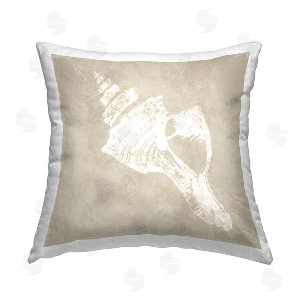 stupell industries Carol Robinson | Sandy Conch Shell Impression Printed Throw Pillow