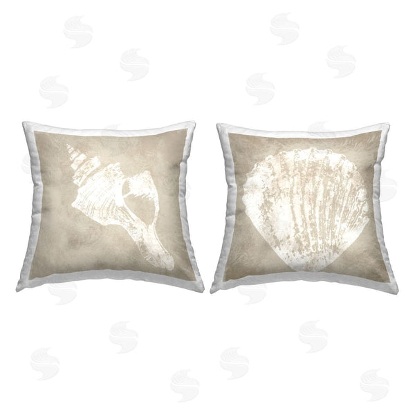 stupell industries Carol Robinson | Sandy Shell Impressions Printed Throw Pillow Set