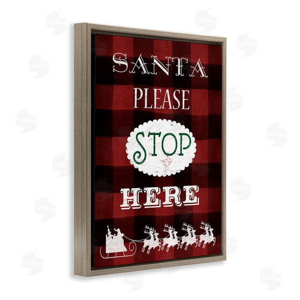 Stupell Industries Carol Robinson | Santa Stop Here Plaid Wall Art