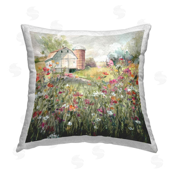 Stupell Industries Carol Robinson | Scenic Farm In Bloom Printed Throw Pillow