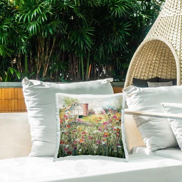 Stupell Industries Carol Robinson | Scenic Farm In Bloom Printed Throw Pillow