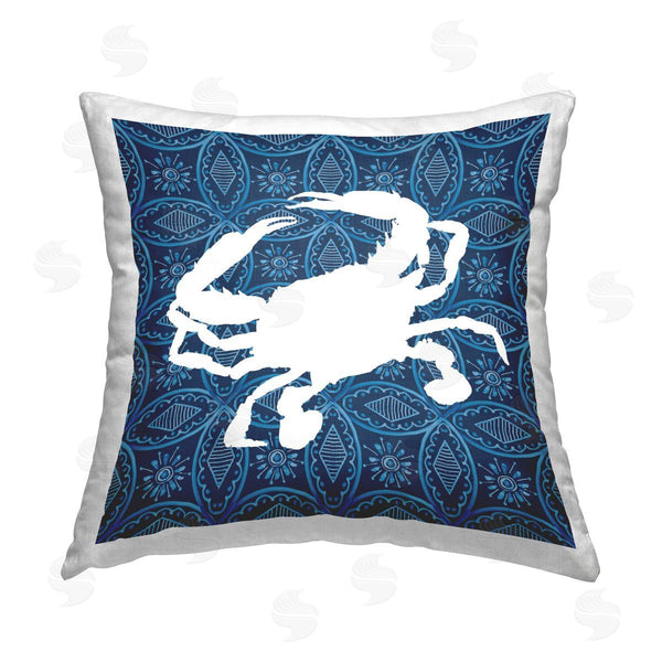 stupell industries Carol Robinson | Sea Patterned Crab Printed Throw Pillow