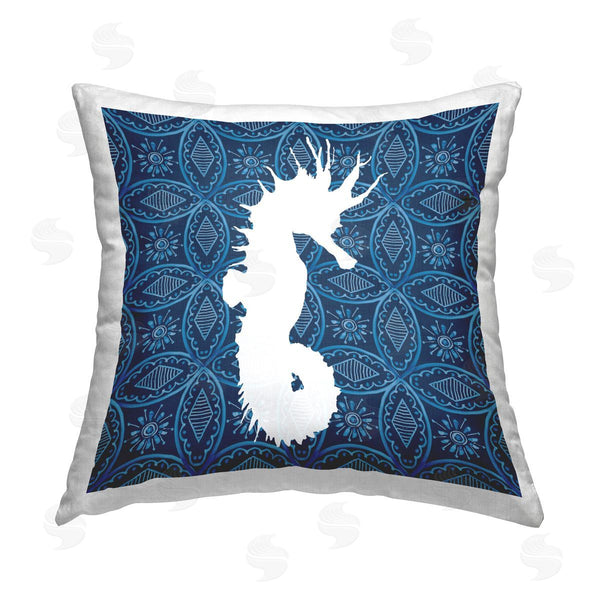 stupell industries Carol Robinson | Sea Patterned Seahorse Printed Throw Pillow