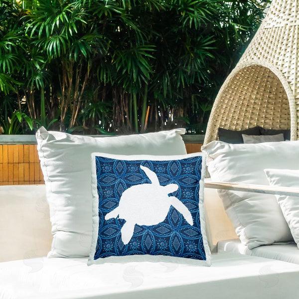 Stupell Industries Carol Robinson | Sea Patterned Turtle Printed Throw Pillow