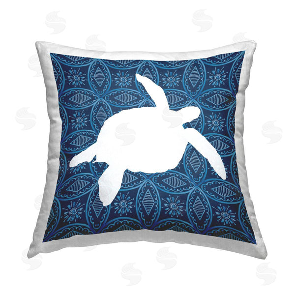 stupell industries Carol Robinson | Sea Patterned Turtle Printed Throw Pillow