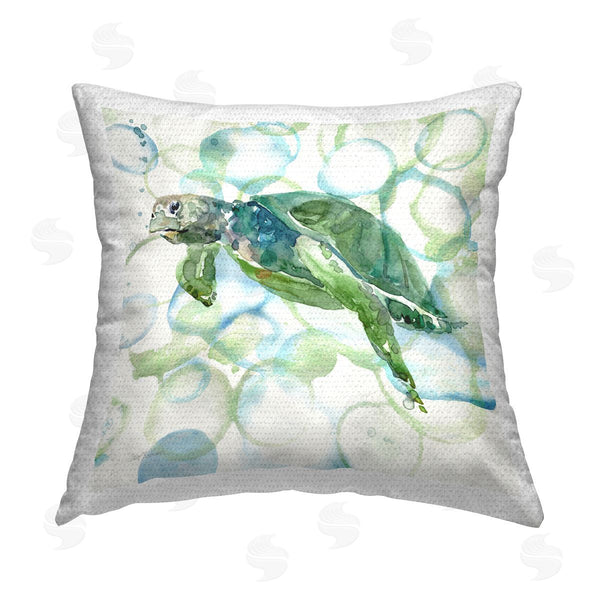 Stupell Industries Carol Robinson | Sea Turtle On Bubbles Printed Throw Pillow