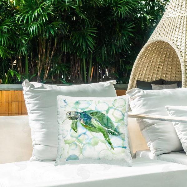Stupell Industries Carol Robinson | Sea Turtle On Bubbles Printed Throw Pillow