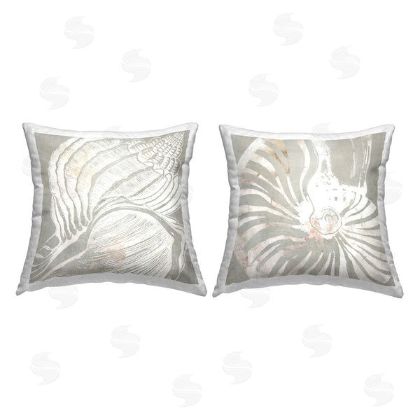 stupell industries Carol Robinson | Seashell Notches Close Up Printed Throw Pillow Set