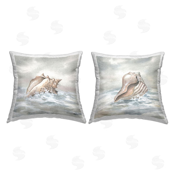Stupell Industries Carol Robinson | Seashells Washed Ashore Printed Throw Pillow Set
