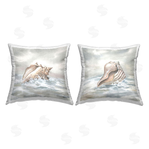 stupell industries Carol Robinson | Seashells Washed Ashore Printed Throw Pillow Set