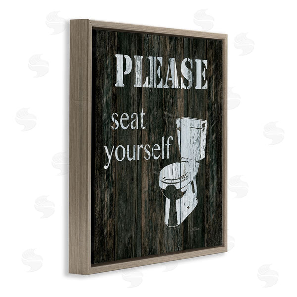 Stupell Industries Carol Robinson | Seat Yourself Rustic Bathroom Sign Distressed Toilet Wall Art