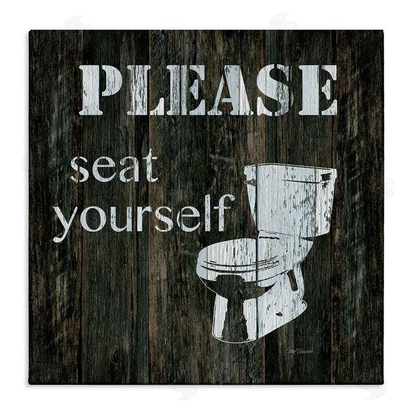 stupell industries Carol Robinson | Seat Yourself Rustic Bathroom Sign Distressed Toilet Wall Art