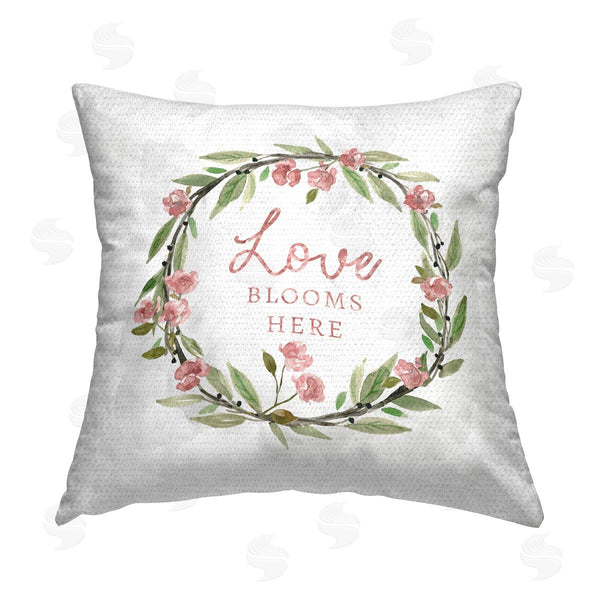 Stupell Industries Carol Robinson | Sentimental Rose Bud Wreath Printed Throw Pillow