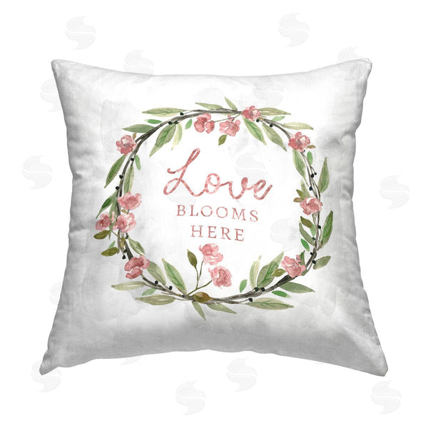 stupell industries Carol Robinson | Sentimental Rose Bud Wreath Printed Throw Pillow