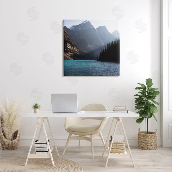 Stupell Industries Carol Robinson | Serene River Water Scene Foggy Mountains Wall Art
