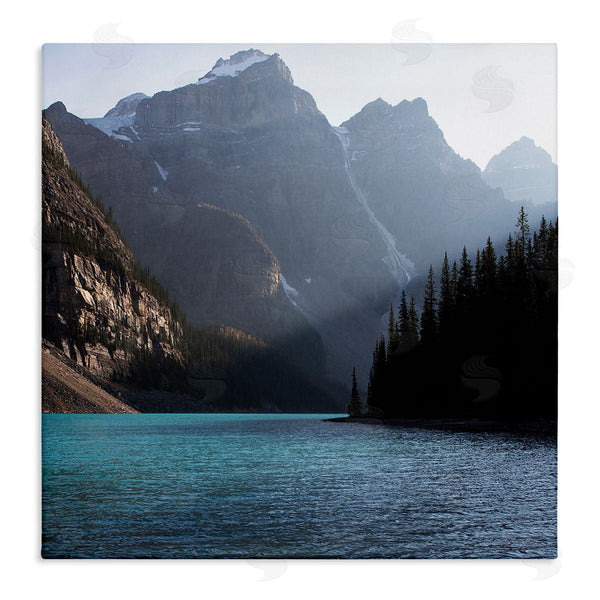 stupell industries Carol Robinson | Serene River Water Scene Foggy Mountains Wall Art