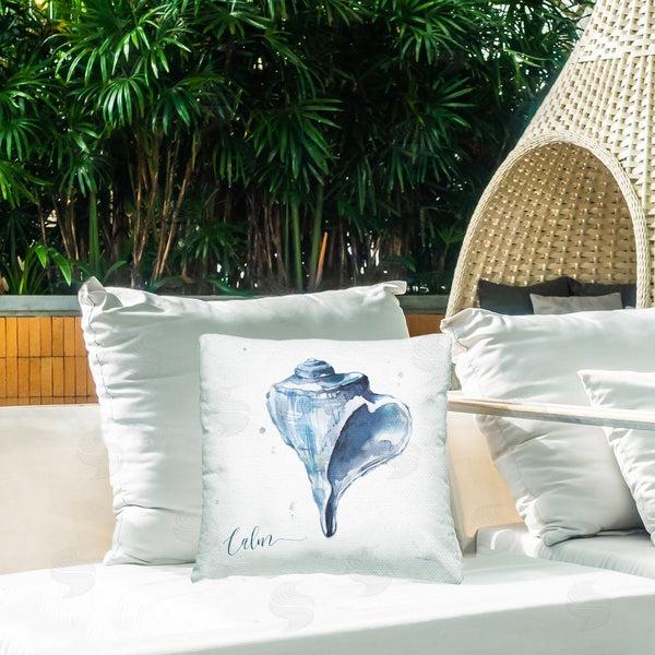 Stupell Industries Carol Robinson | Shell With Calm Phrase Printed Throw Pillow