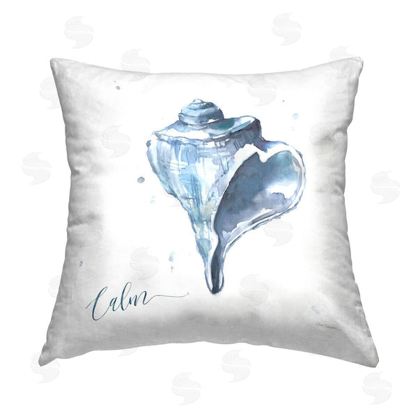 stupell industries Carol Robinson | Shell with Calm Phrase Printed Throw Pillow