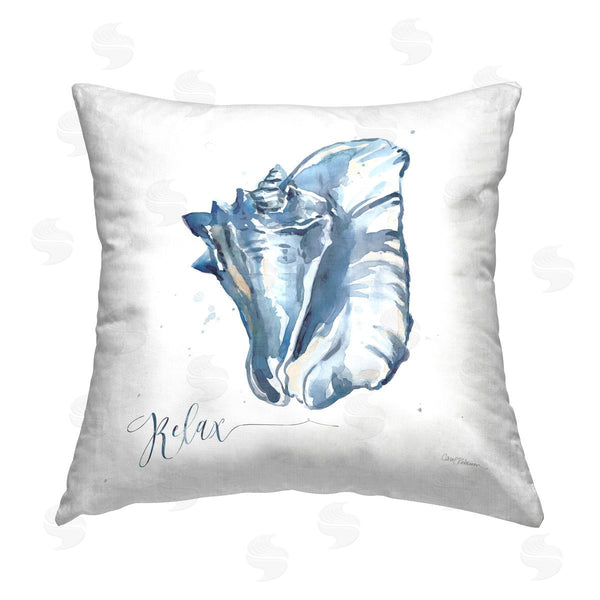 stupell industries Carol Robinson | Shell with Relax Phrase Printed Throw Pillow