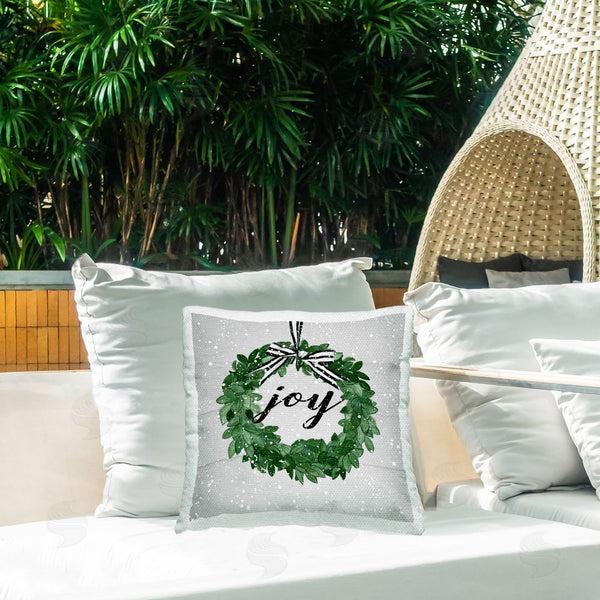 Stupell Industries Carol Robinson | Snowy Joy Wreath Printed Throw Pillow
