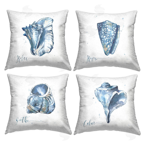 Stupell Industries Carol Robinson | Soothing Blue Seashells Printed Throw Pillow Set