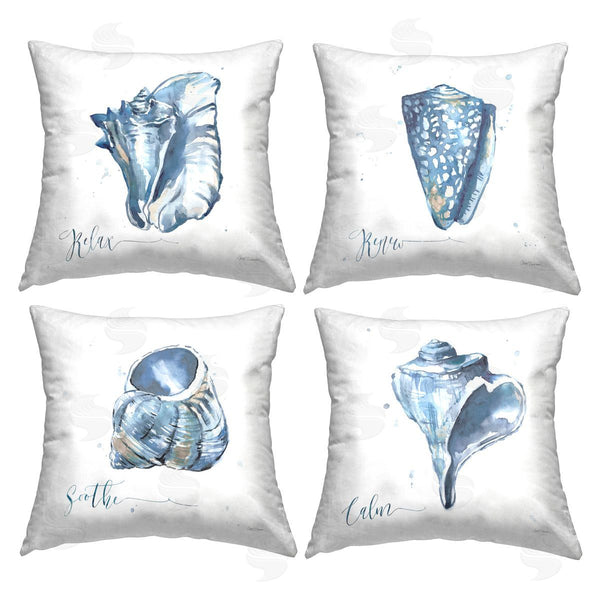 stupell industries Carol Robinson | Soothing Blue Seashells Printed Throw Pillow Set