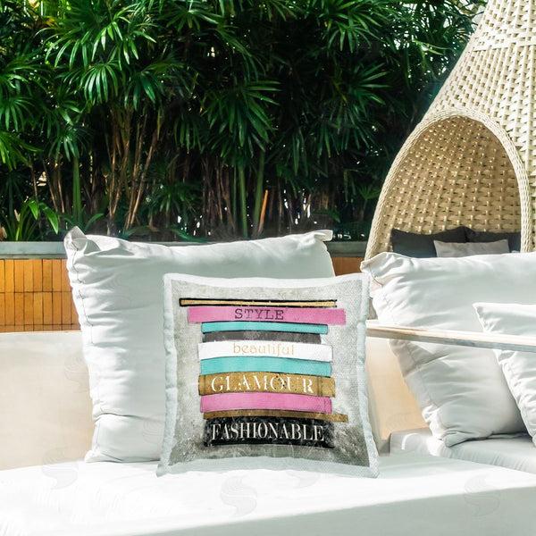 Stupell Industries Carol Robinson | Sophisticated Glam Bookstack Printed Throw Pillow