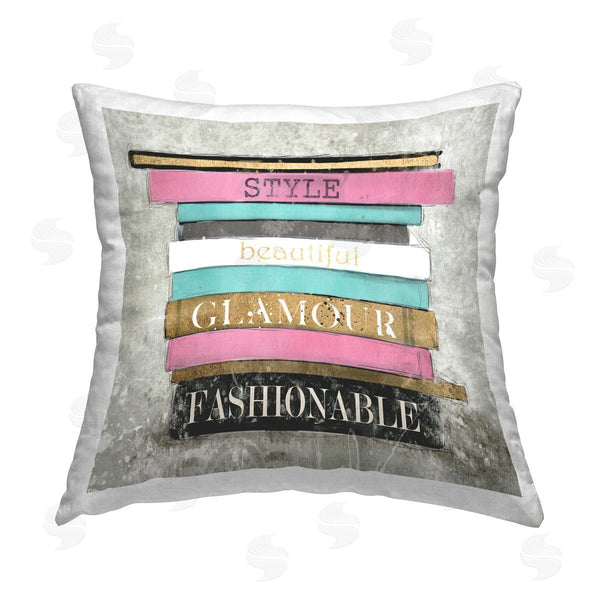 stupell industries Carol Robinson | Sophisticated Glam Bookstack Printed Throw Pillow