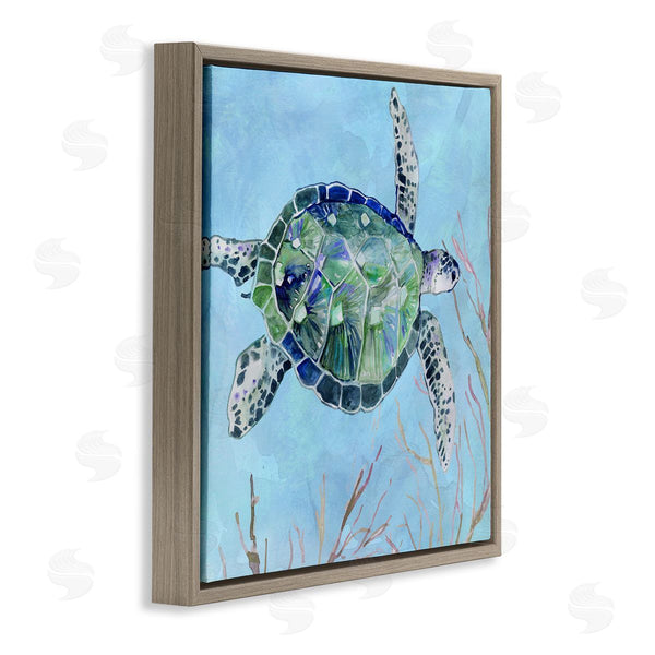 Stupell Industries Carol Robinson | Speckled Sea Tortoise Deep Sea Aquatic Animal Wall Art