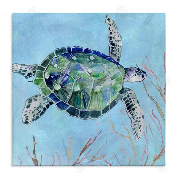 stupell industries Carol Robinson | Speckled Sea Tortoise Deep Sea Aquatic Animal Wall Art