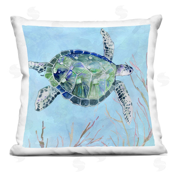 stupell industries Carol Robinson | Speckled Sea Tortoise Deep Sea Aquatic Animal Printed Throw Pillow