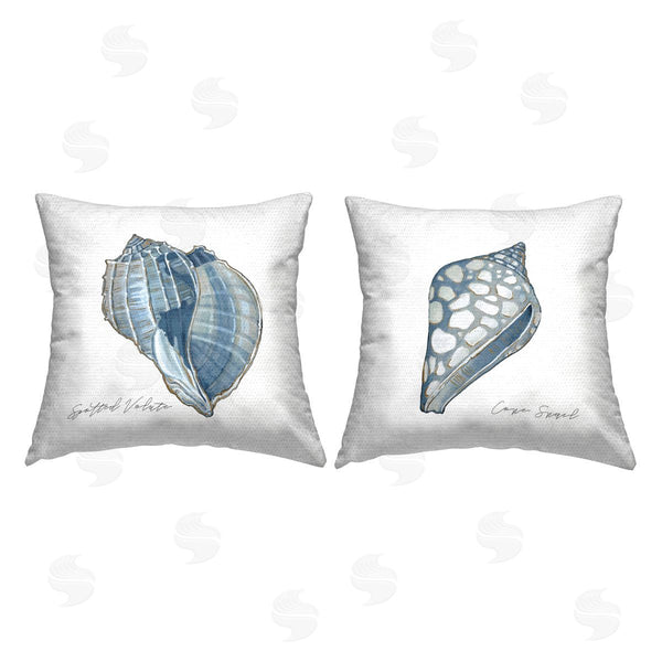 Stupell Industries Carol Robinson | Spotted Blue Seashells Printed Throw Pillow Set
