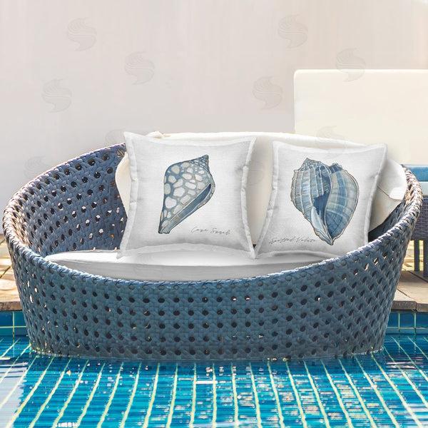 Stupell Industries Carol Robinson | Spotted Blue Seashells Printed Throw Pillow Set