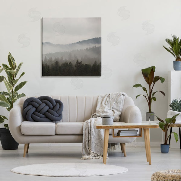 Stupell Industries Carol Robinson | Sun Rays Through Fog Over Woodland Mountain Hills Wall Art