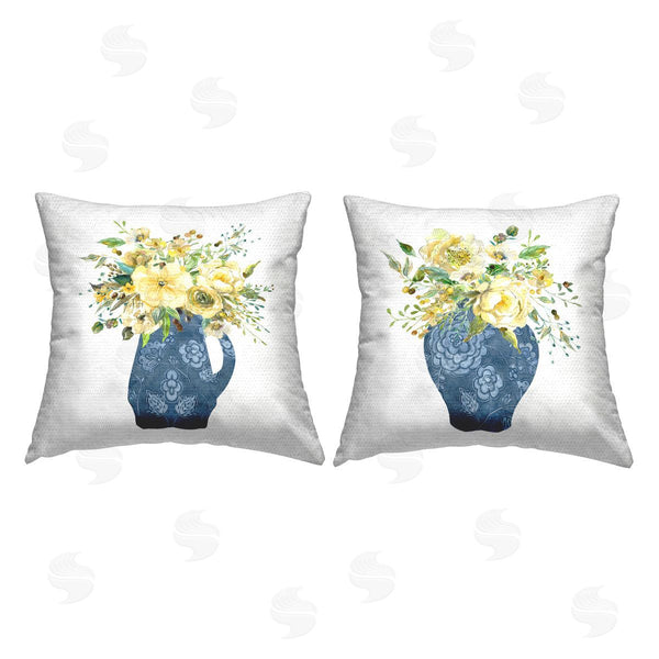 Stupell Industries Carol Robinson | Sunny Chinoiserie Bouquets Printed Throw Pillow Set