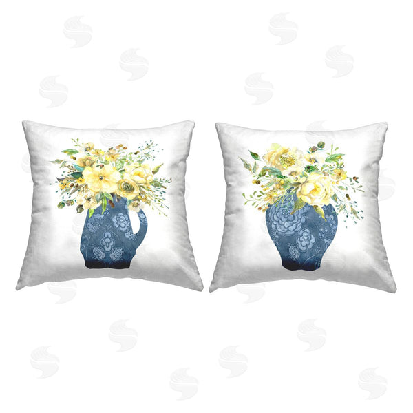 stupell industries Carol Robinson | Sunny Chinoiserie Bouquets Printed Throw Pillow Set
