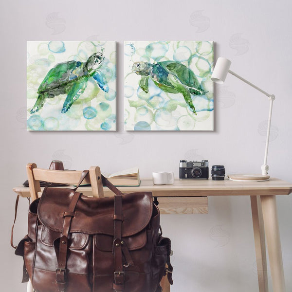 Stupell Industries Carol Robinson | Swimming Sea Turtle Floating Beach Bubbles Wall Art