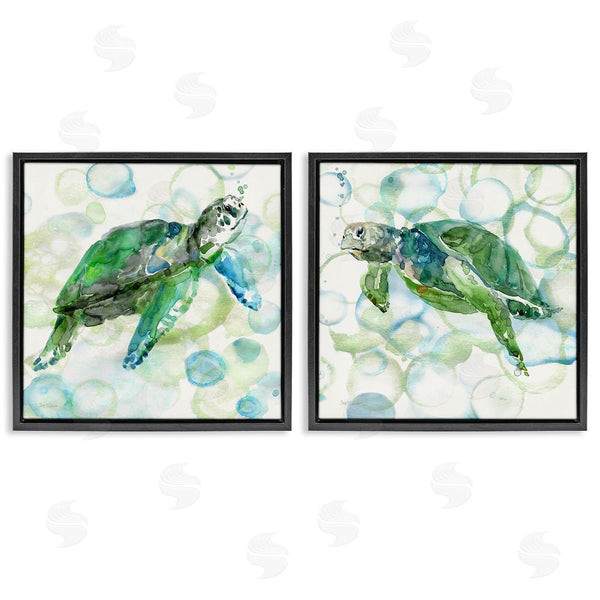 Stupell Industries Carol Robinson | Swimming Sea Turtle Floating Beach Bubbles Wall Art