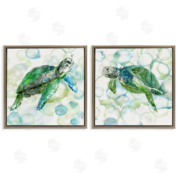 Stupell Industries Carol Robinson | Swimming Sea Turtle Floating Beach Bubbles Wall Art