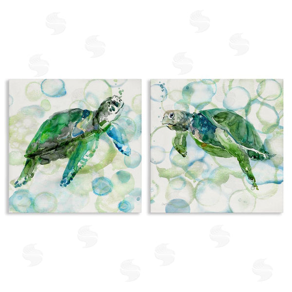 stupell industries Carol Robinson | Swimming Sea Turtle Floating Beach Bubbles Wall Art