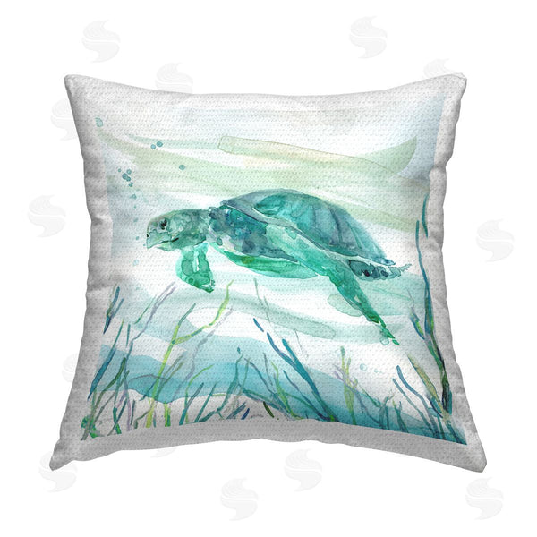 Stupell Industries Carol Robinson | Swimming Sea Turtle Printed Throw Pillow