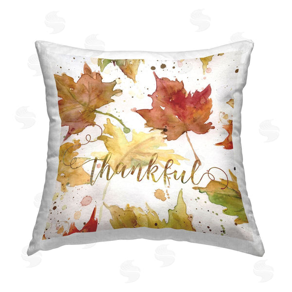 stupell industries Carol Robinson | Thankful Maple Leaves Printed Throw Pillow