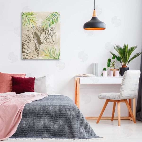 Stupell Industries Carol Robinson | Tiger Impression & Palms Wall Art